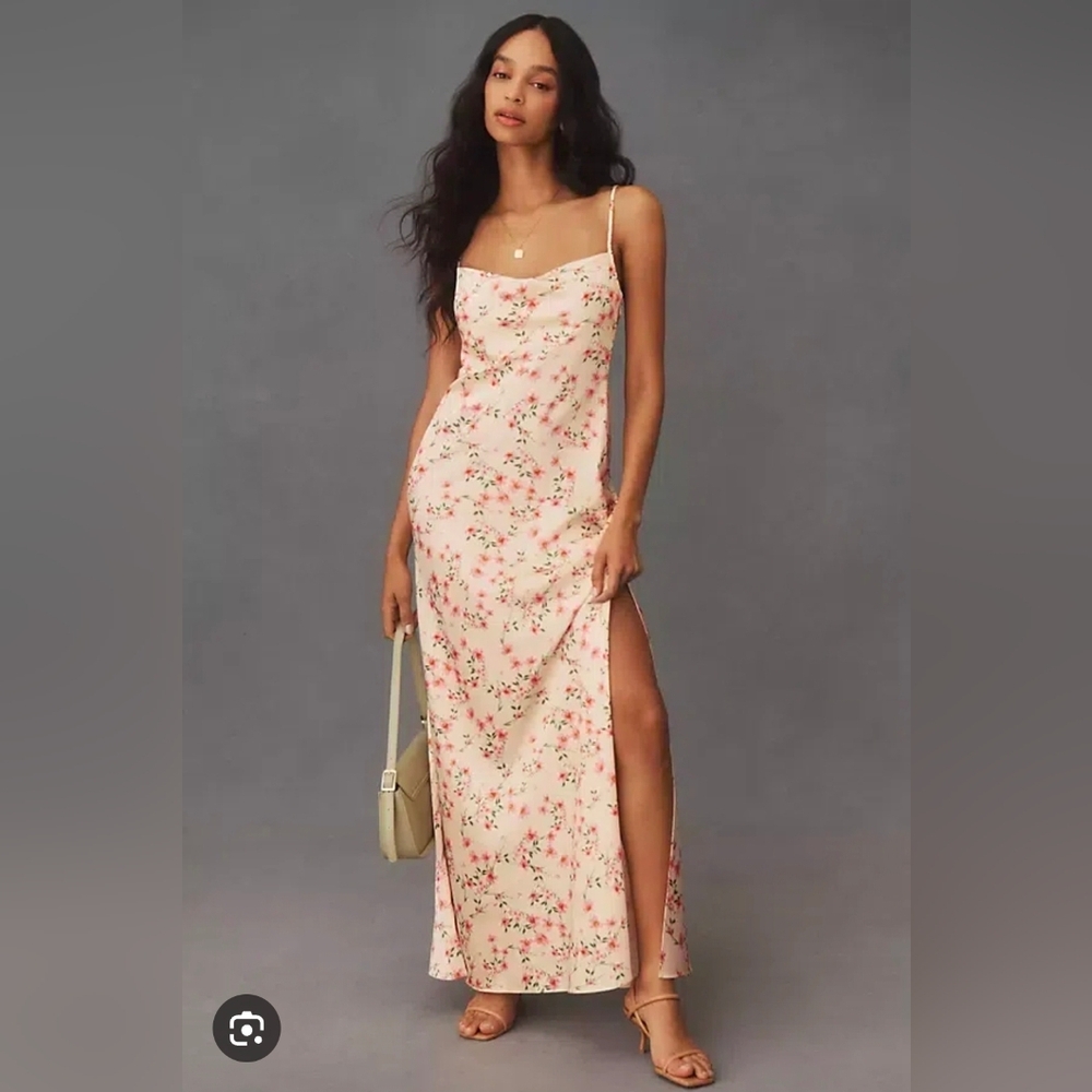 BHLDN Alexia Cowl Neck Printed Maxi Slip Dress 8